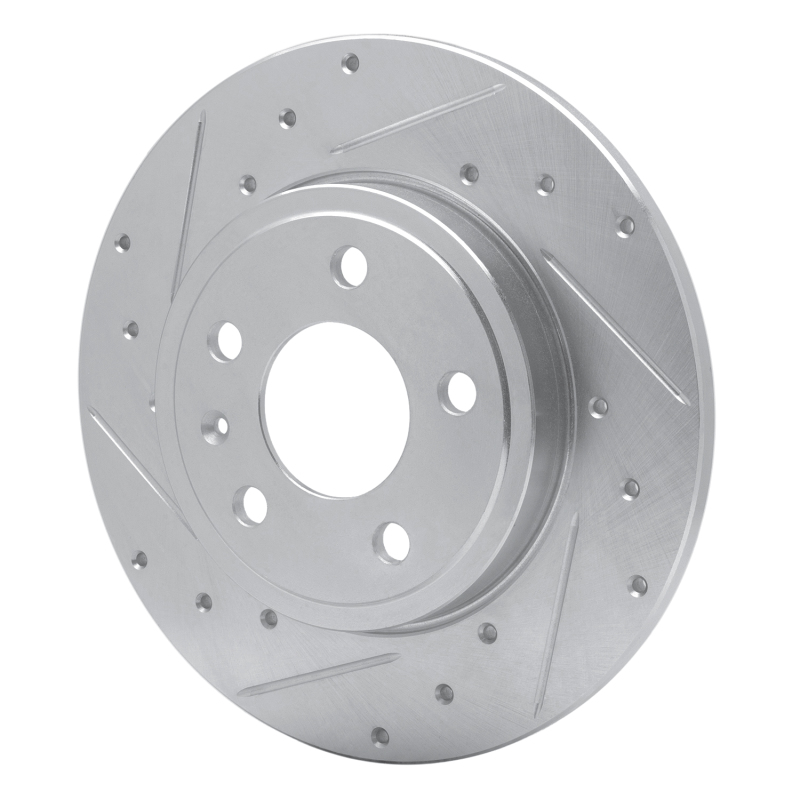 Audi A4 Quattro Brake Rotor (1) - Rear Left - R1 Concepts - Drilled & Slotted - Silver - `00-`09